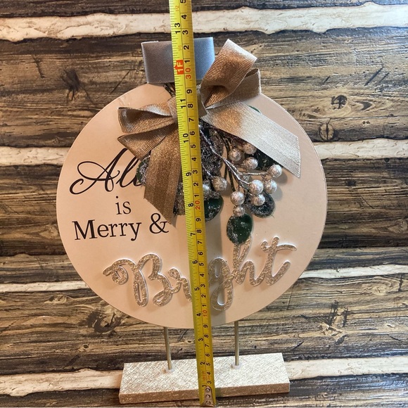 All is Merry & Bright table top/shelf deco MDF NWOT - Picture 2 of 9